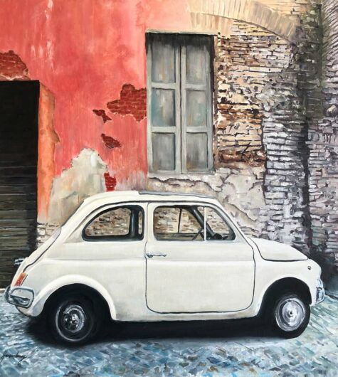 Tableau à l'huile Fiat 500 vintage