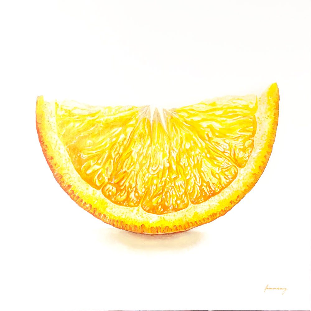 Tableau peinture à l'huile d'une tranche d'orange