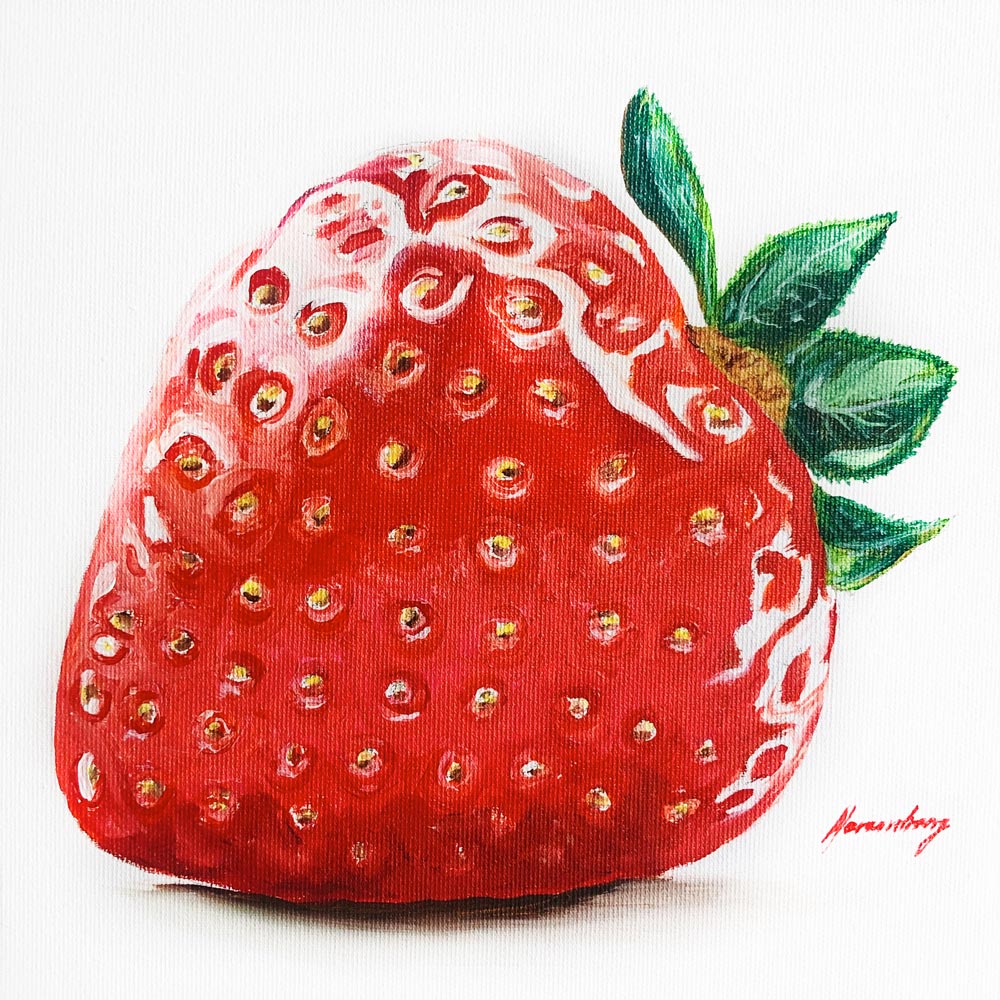 peinture canvas d'une fraise